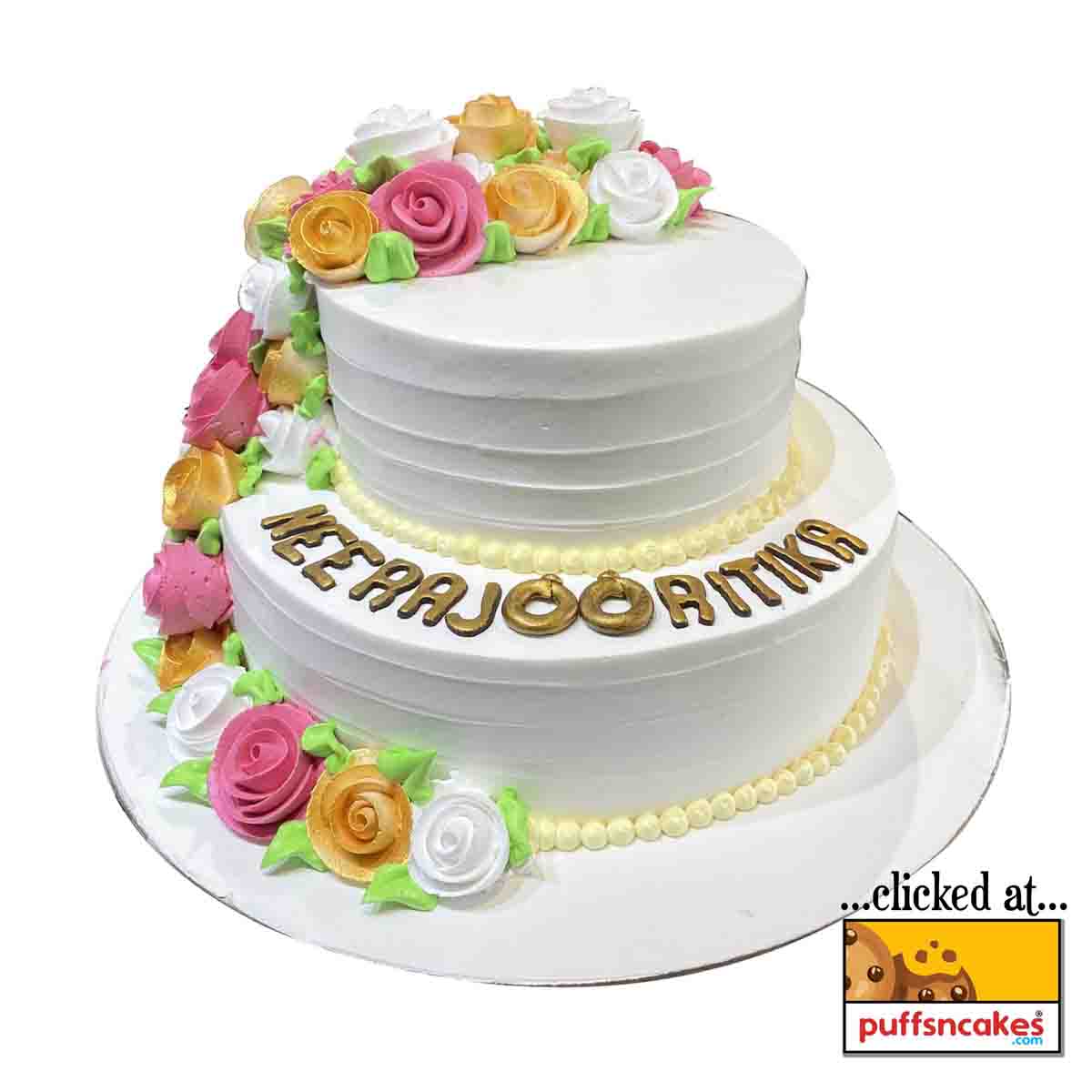 (872) General Wedding Theme Floral Cake